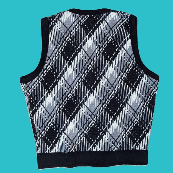 Spire California Vintage Monochromatic Argyle Sweater Vest Size M Preowned - Picture 2 of 3